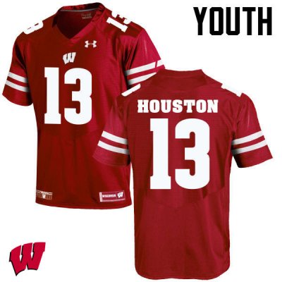 Youth Wisconsin Badgers NCAA #13 Bart Houston Red Authentic Under Armour Stitched College Football Jersey DN31E15YQ